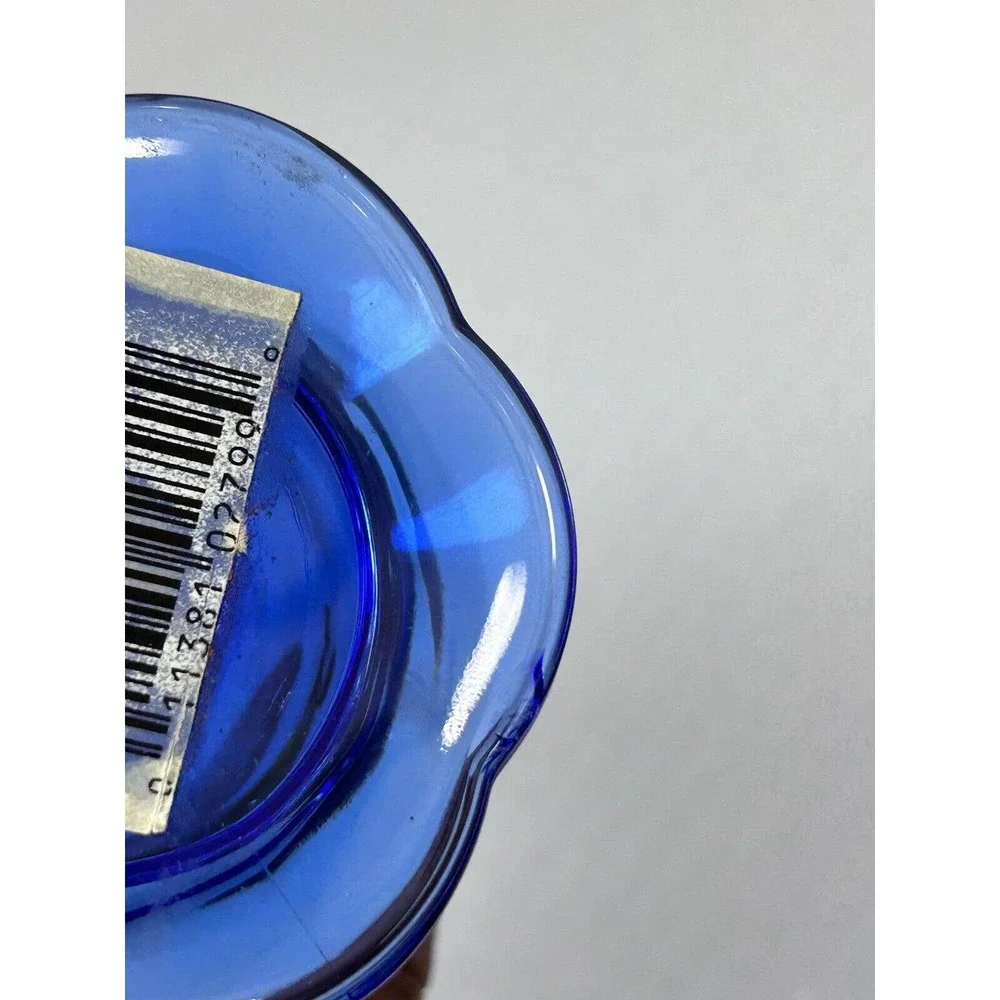 Bormioli Rocco Vase Italian Art Glass‎ Cobalt Blue Flower Controlled Bubbles